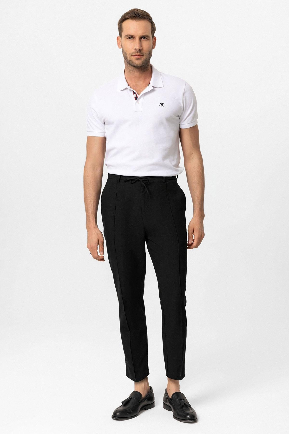 KOALA SYDNEY Men's Black Boyfriend Linen Pants