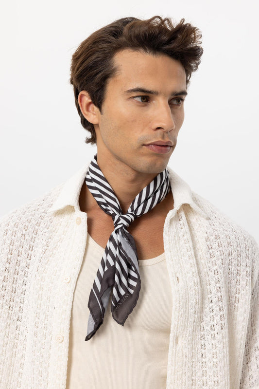 Men's Black Striped Scarf