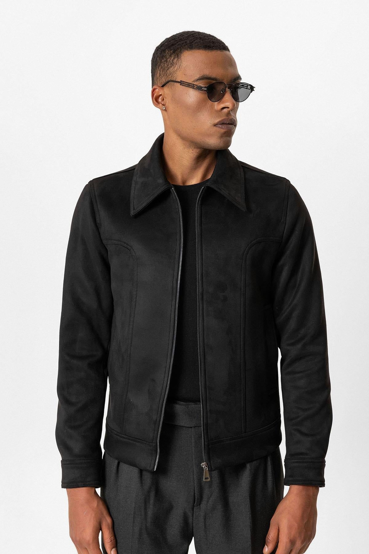 KOALA SYDNEY Black Crop Fit Suede Men's Jacket -