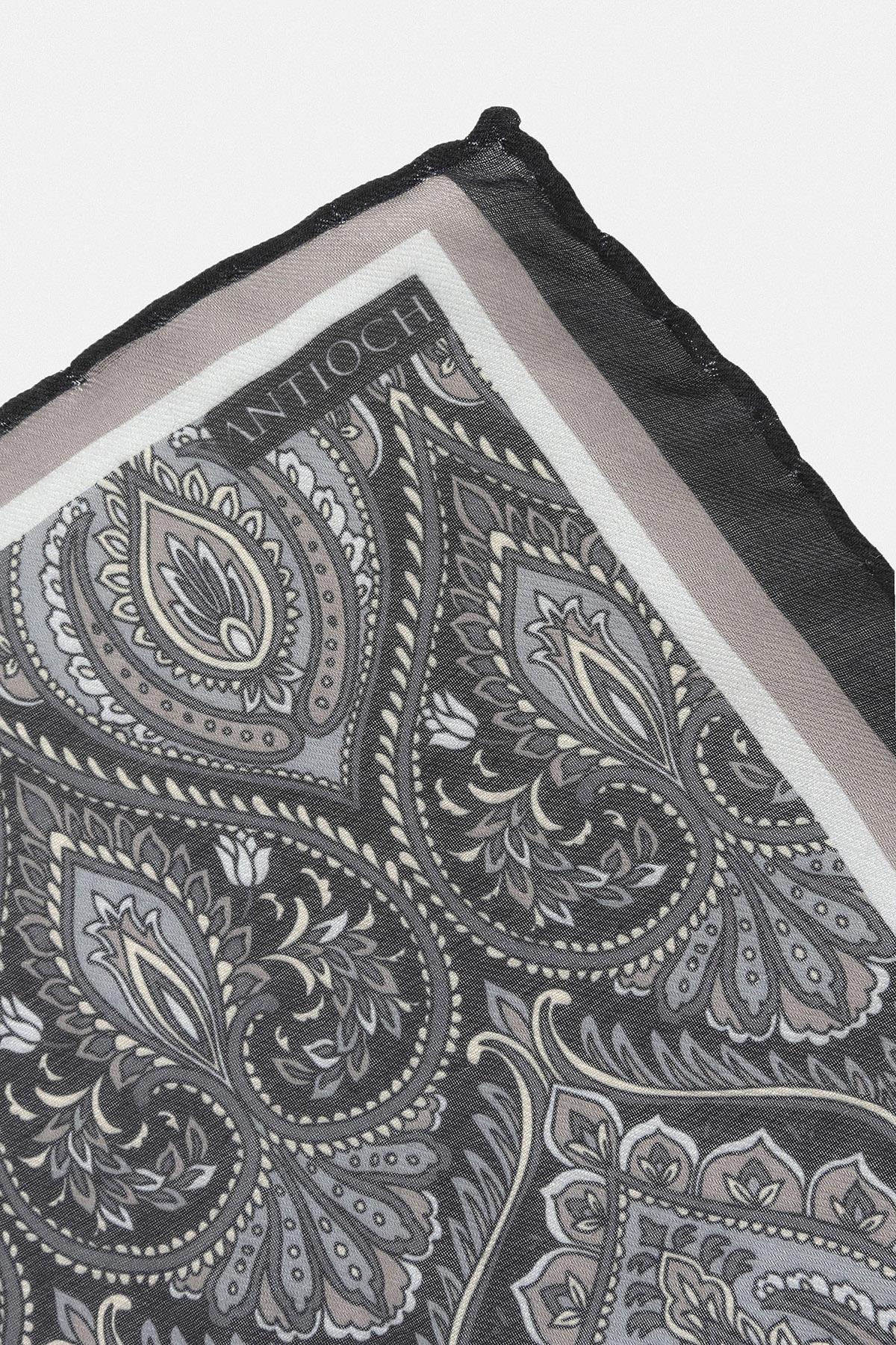 Men's Black Patterned Scarf