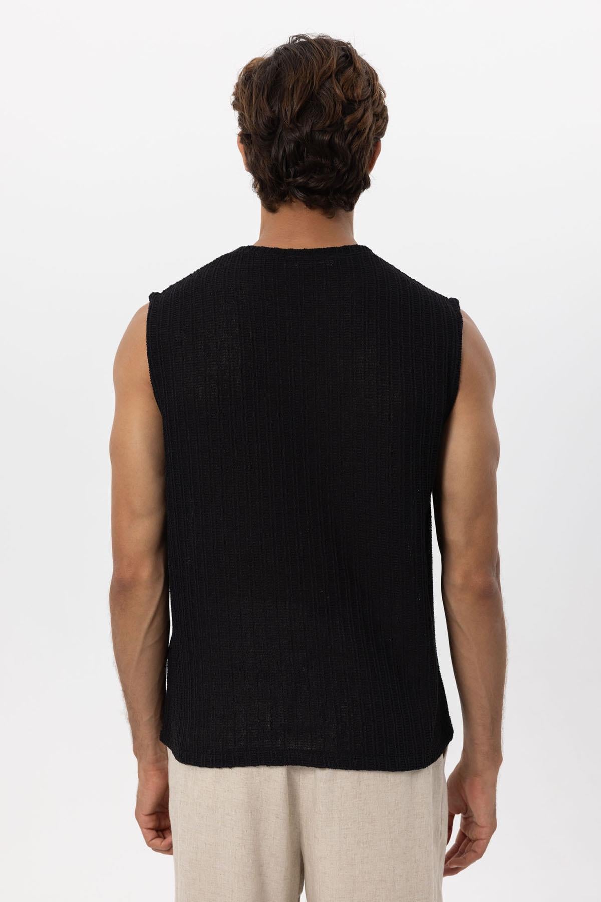 Men's Black Textured Tank Top