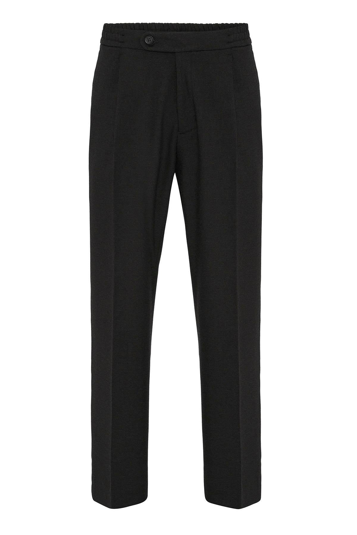 Black Elastic Waist Baggy Men's Trousers