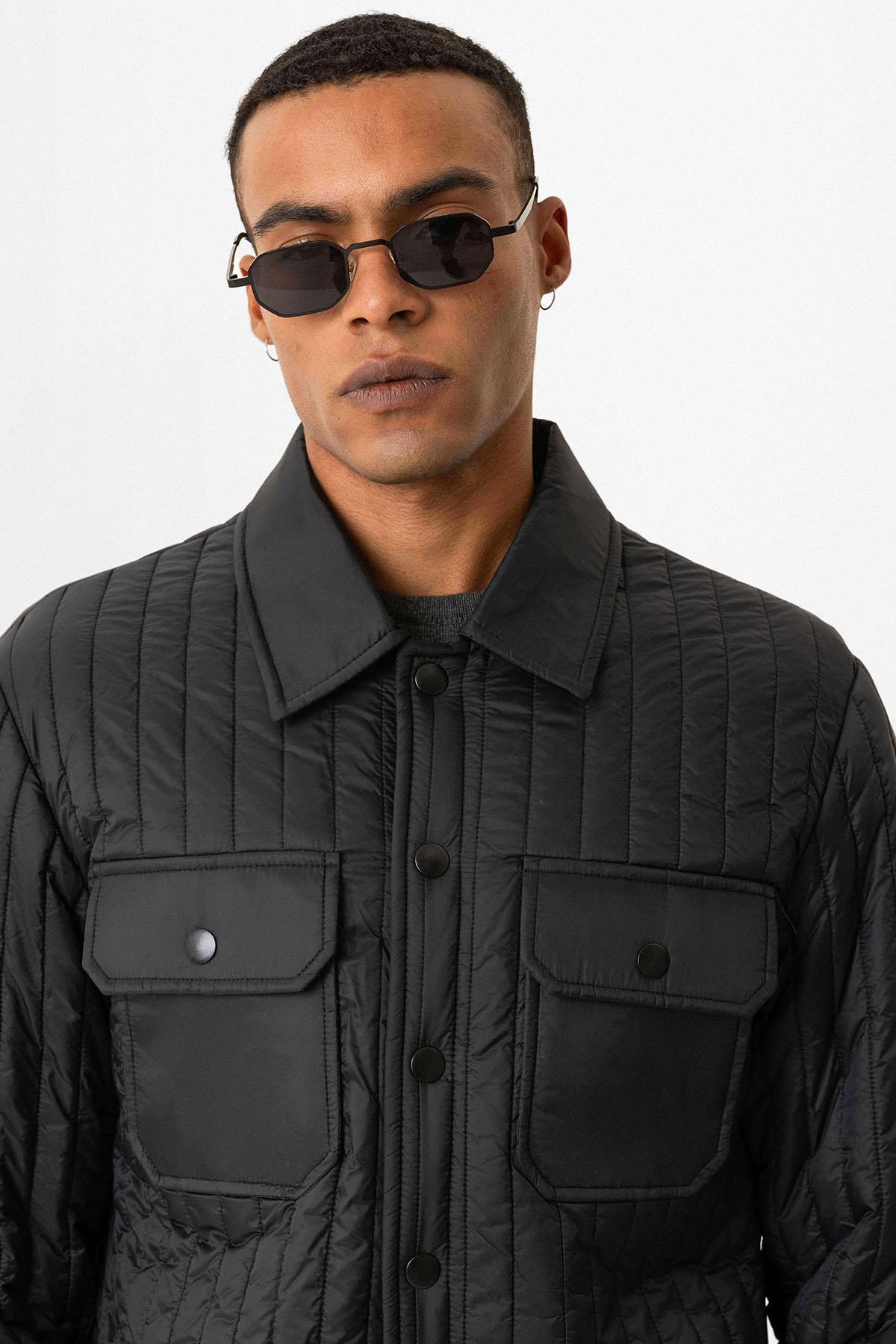 Black Lightweight Quilted Men's Jacket