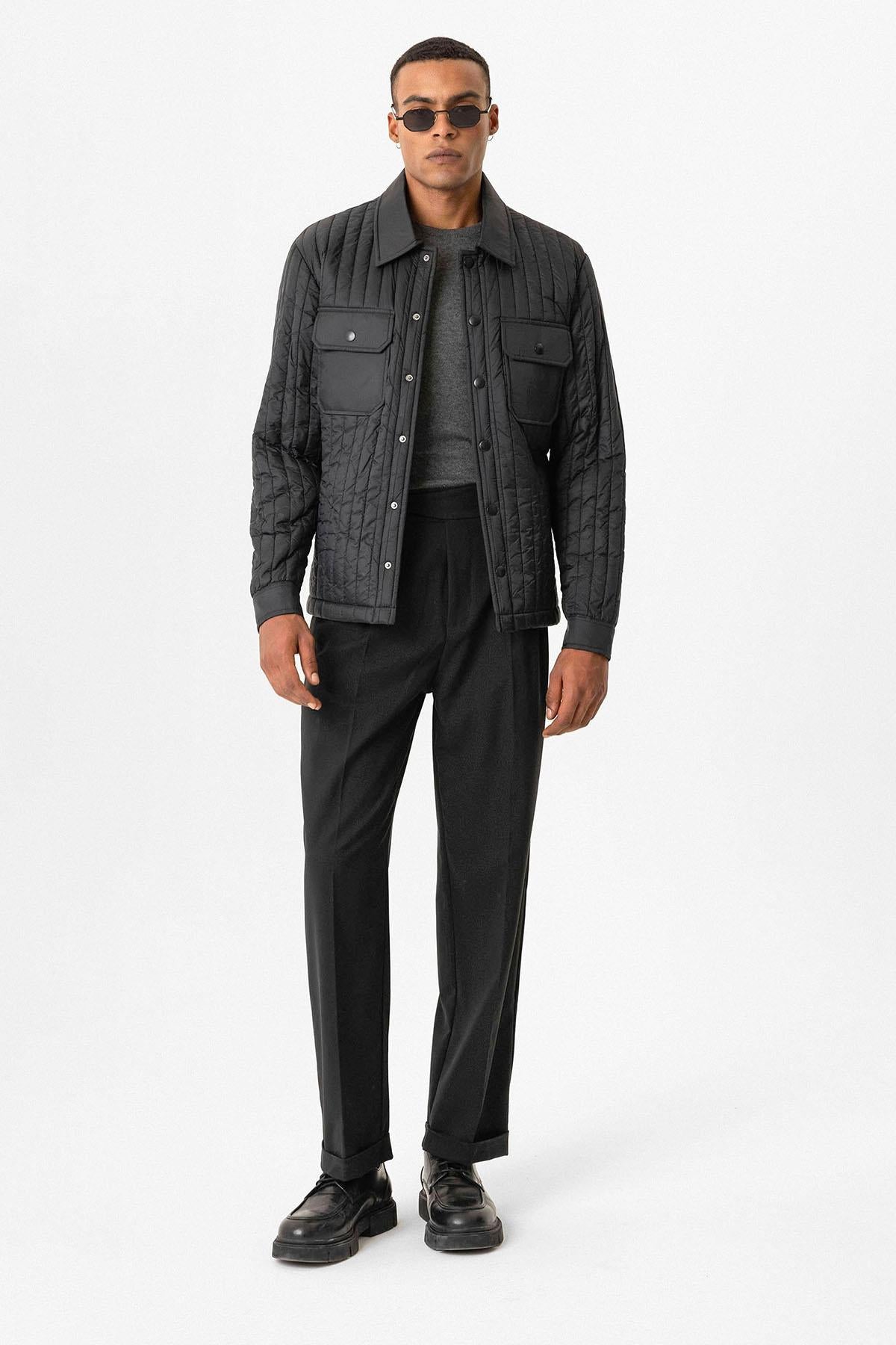 Black Lightweight Quilted Men's Jacket