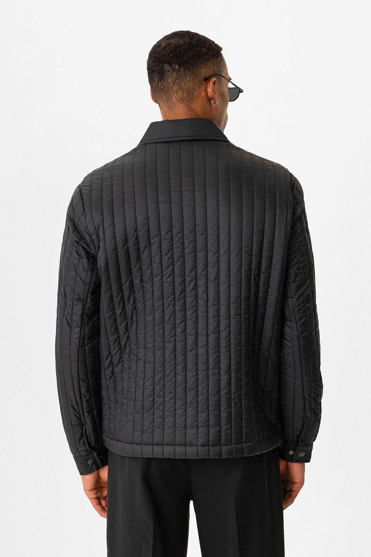Black Lightweight Quilted Men's Jacket