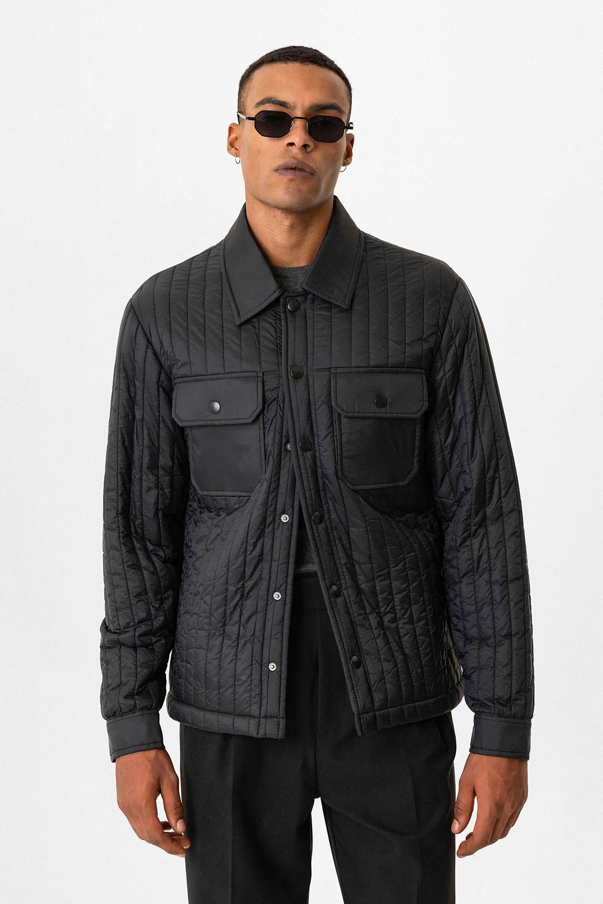 Black Lightweight Quilted Men's Jacket
