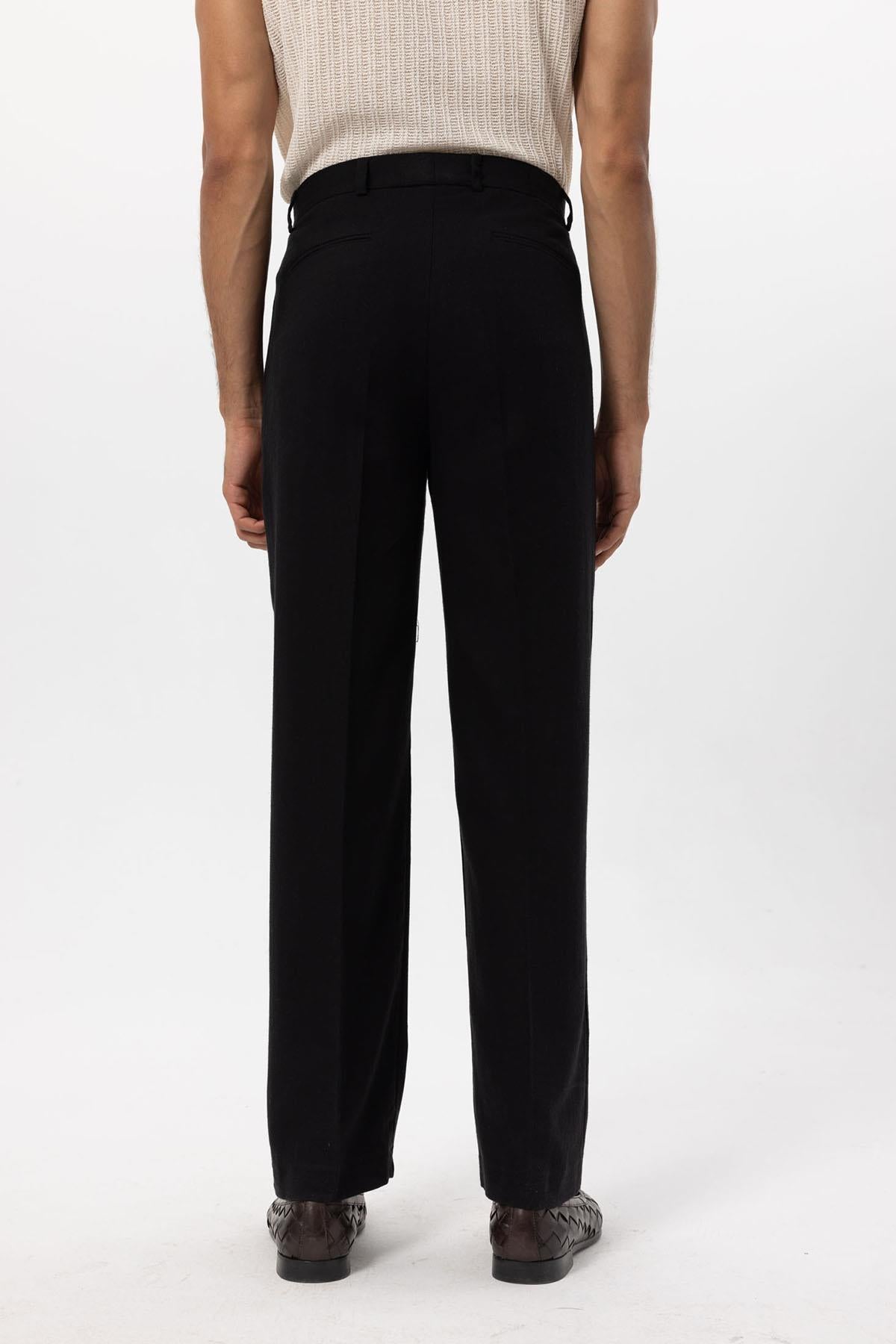 Men's Black Linen Blend Baggy Pants