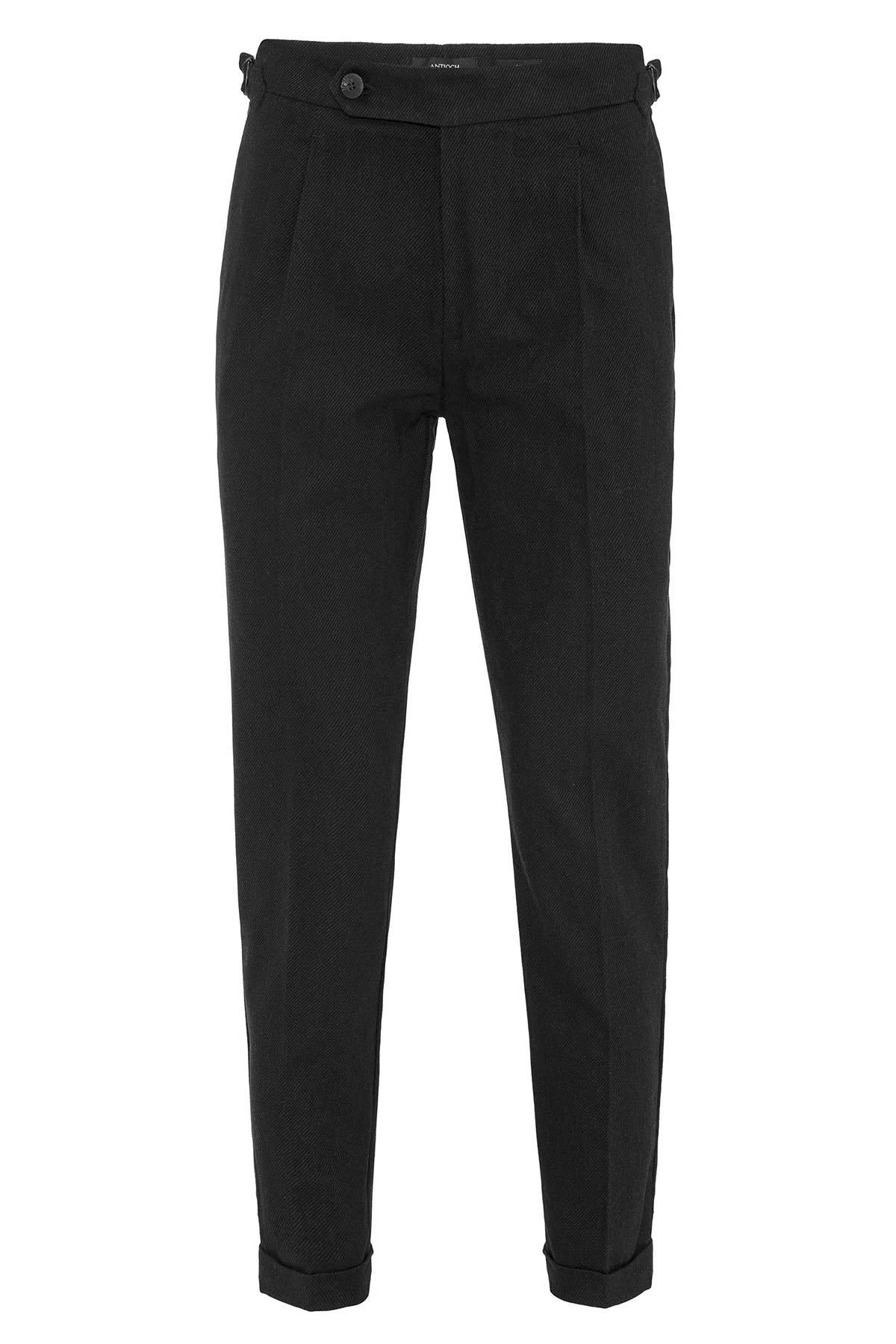 High Waist Pleated Double Leg Men's Trousers