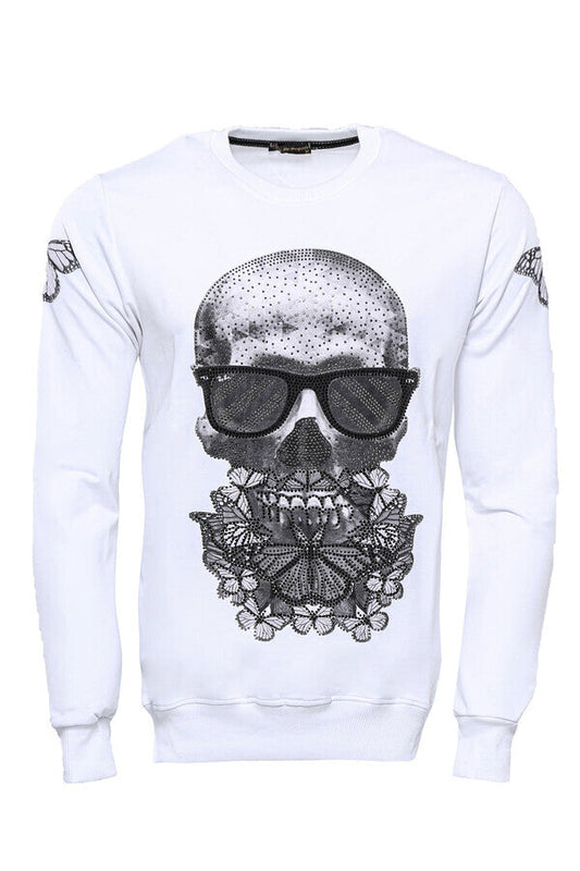 Skull Printed White Sweatshirt