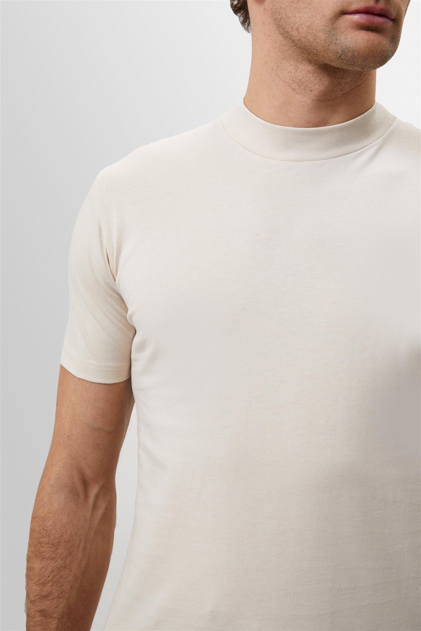 KOALA SYDNEY Men's Beige Slim Fit Basic T-Shirt
