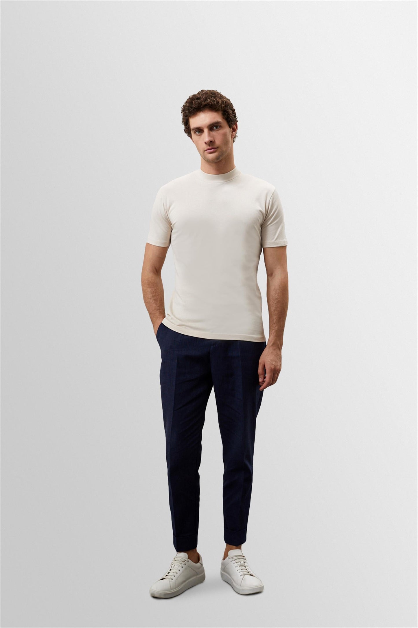 KOALA SYDNEY Men's Beige Slim Fit Basic T-Shirt