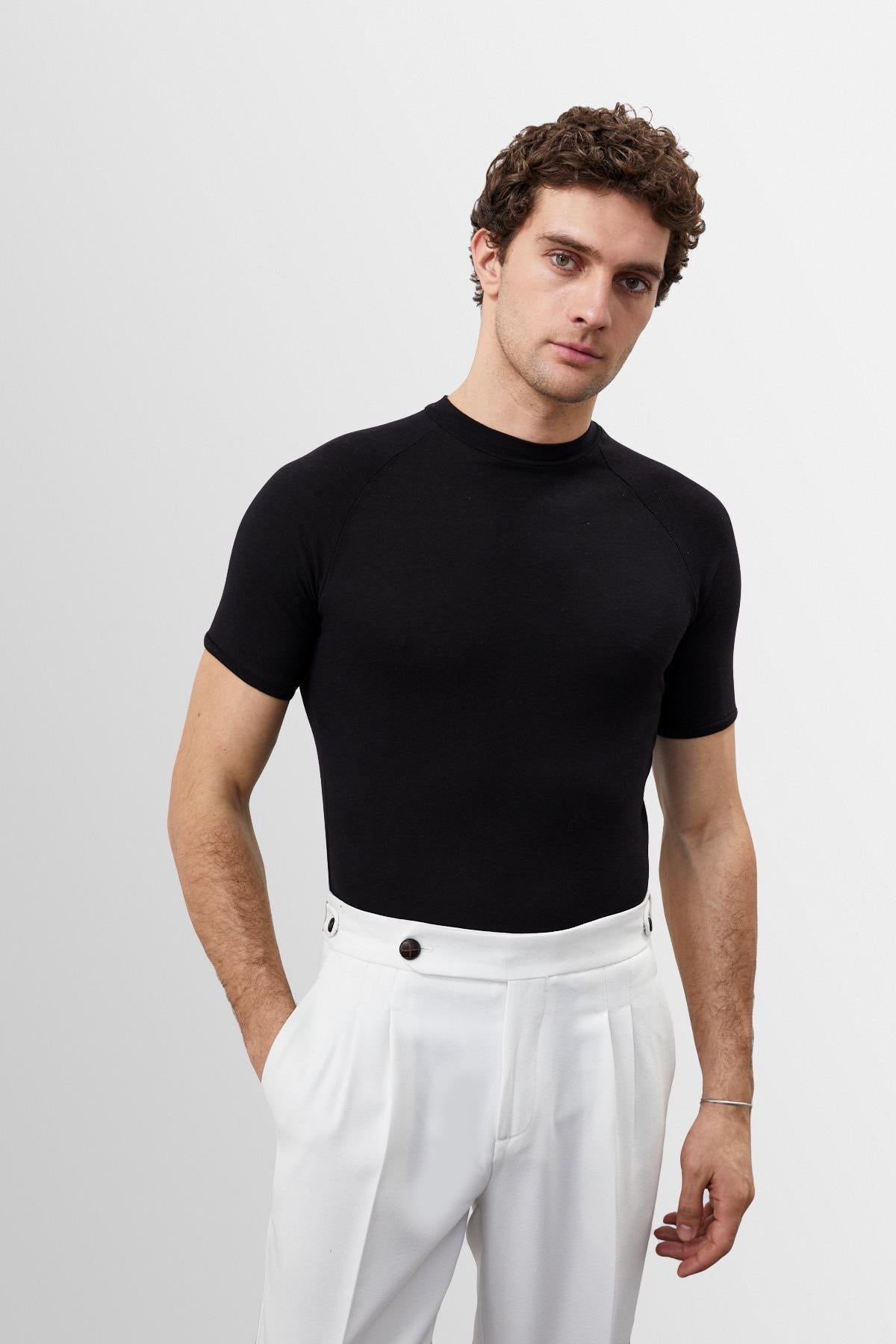 KOALA SYDNEY Men's Black Slim Fit Crew Neck T-Shirt