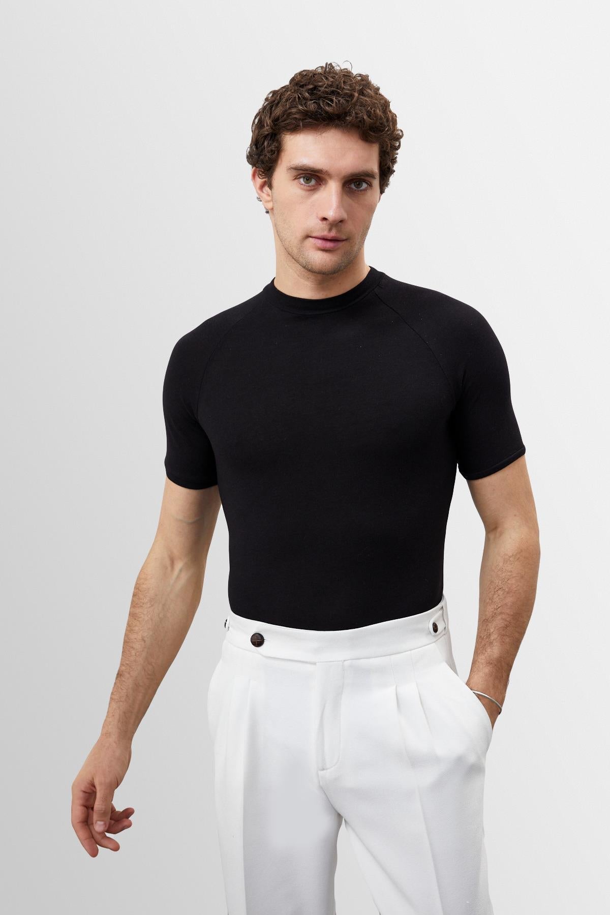 KOALA SYDNEY Men's Black Slim Fit Crew Neck T-Shirt