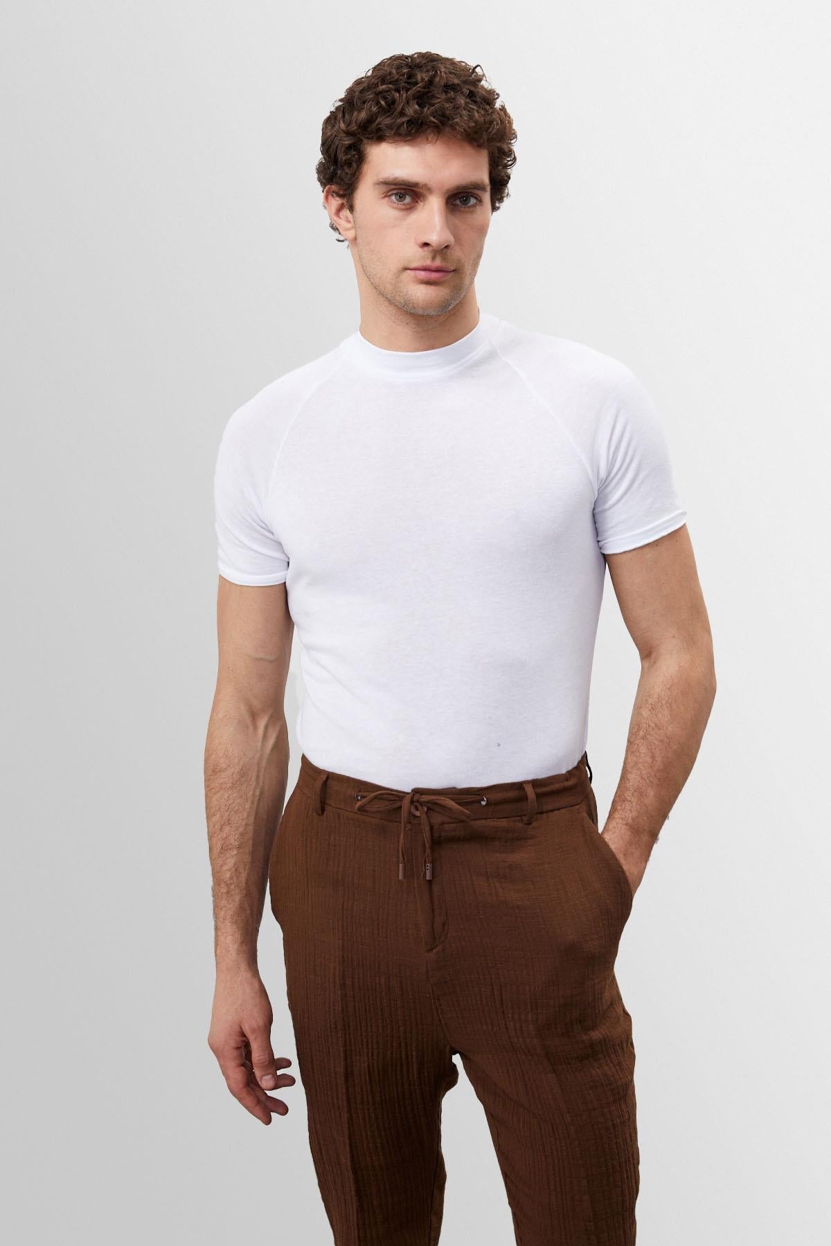 KOALA SYDNEY Men's White Slim Fit Crew Neck T-Shirt