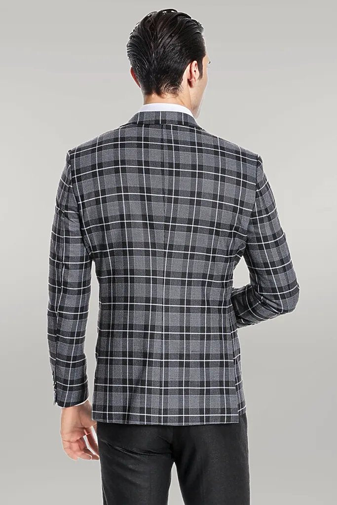 KOALA SYDNEY Slim Fit Checked Black Men Suit -