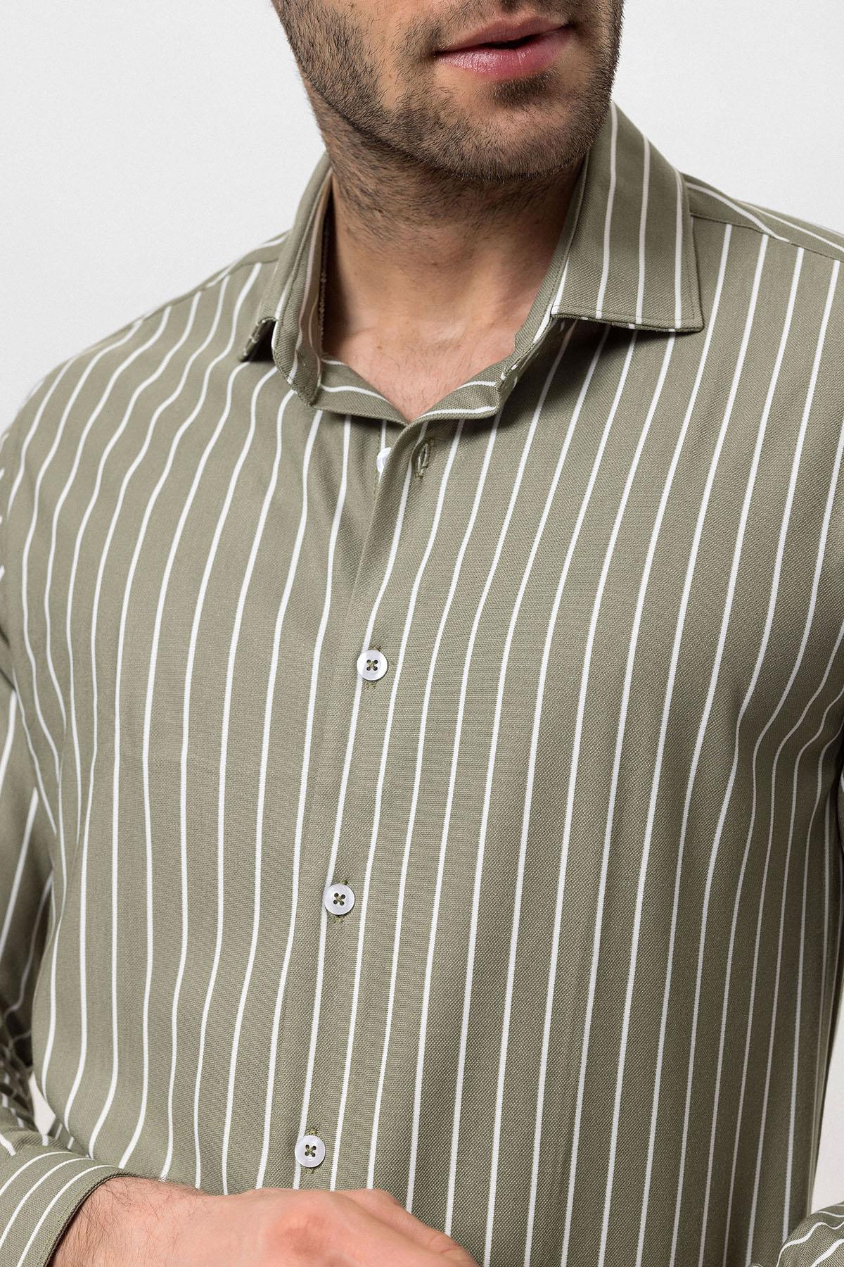 KOALA SYDNEY Men's Khaki Contrast Striped Shirt