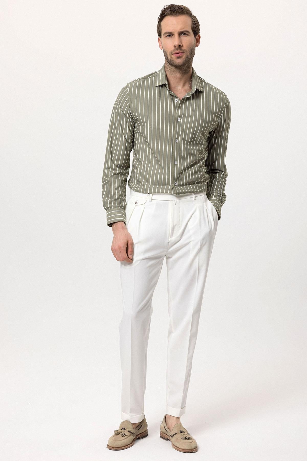 KOALA SYDNEY Men's Khaki Contrast Striped Shirt