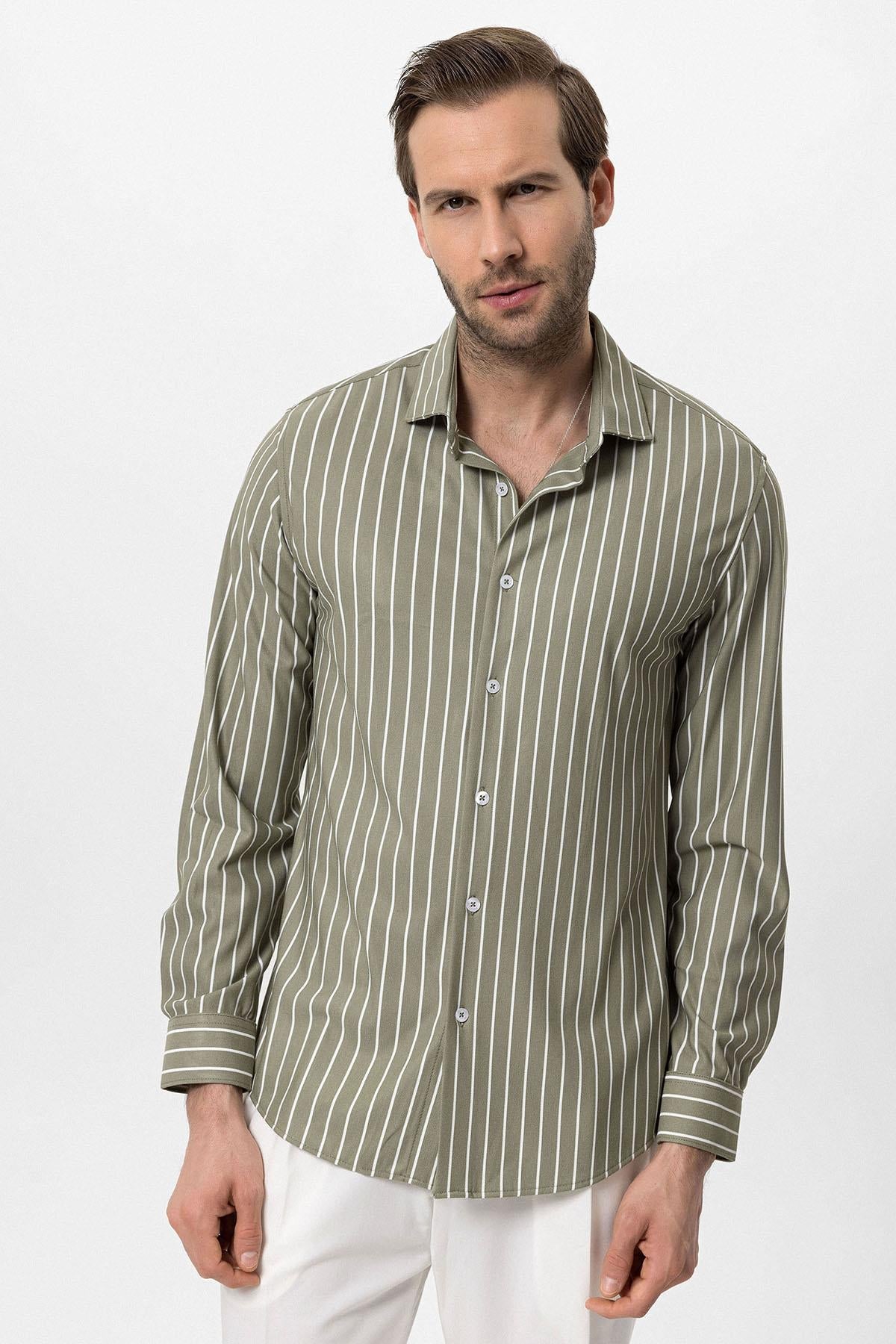 KOALA SYDNEY Men's Khaki Contrast Striped Shirt