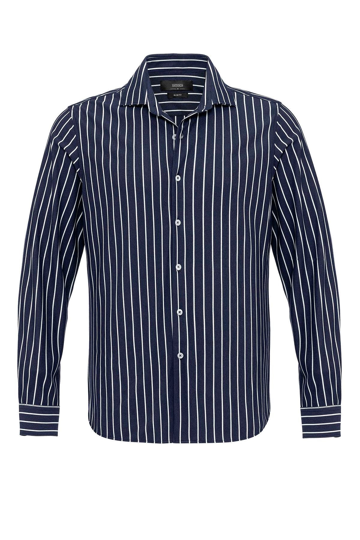 KOALA SYDNEY Men's Navy Blue Contrast Striped Shirt -