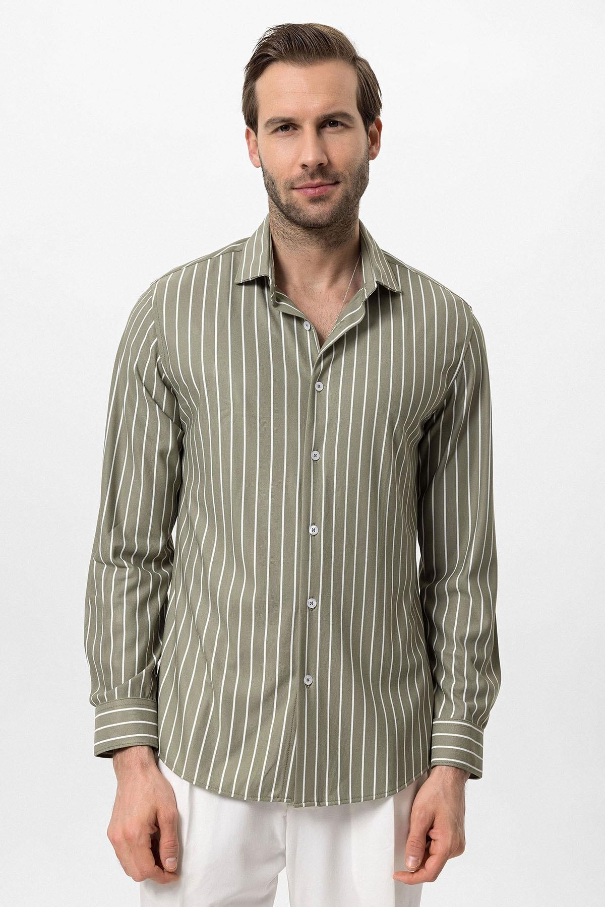 KOALA SYDNEY Men's Khaki Contrast Striped Shirt