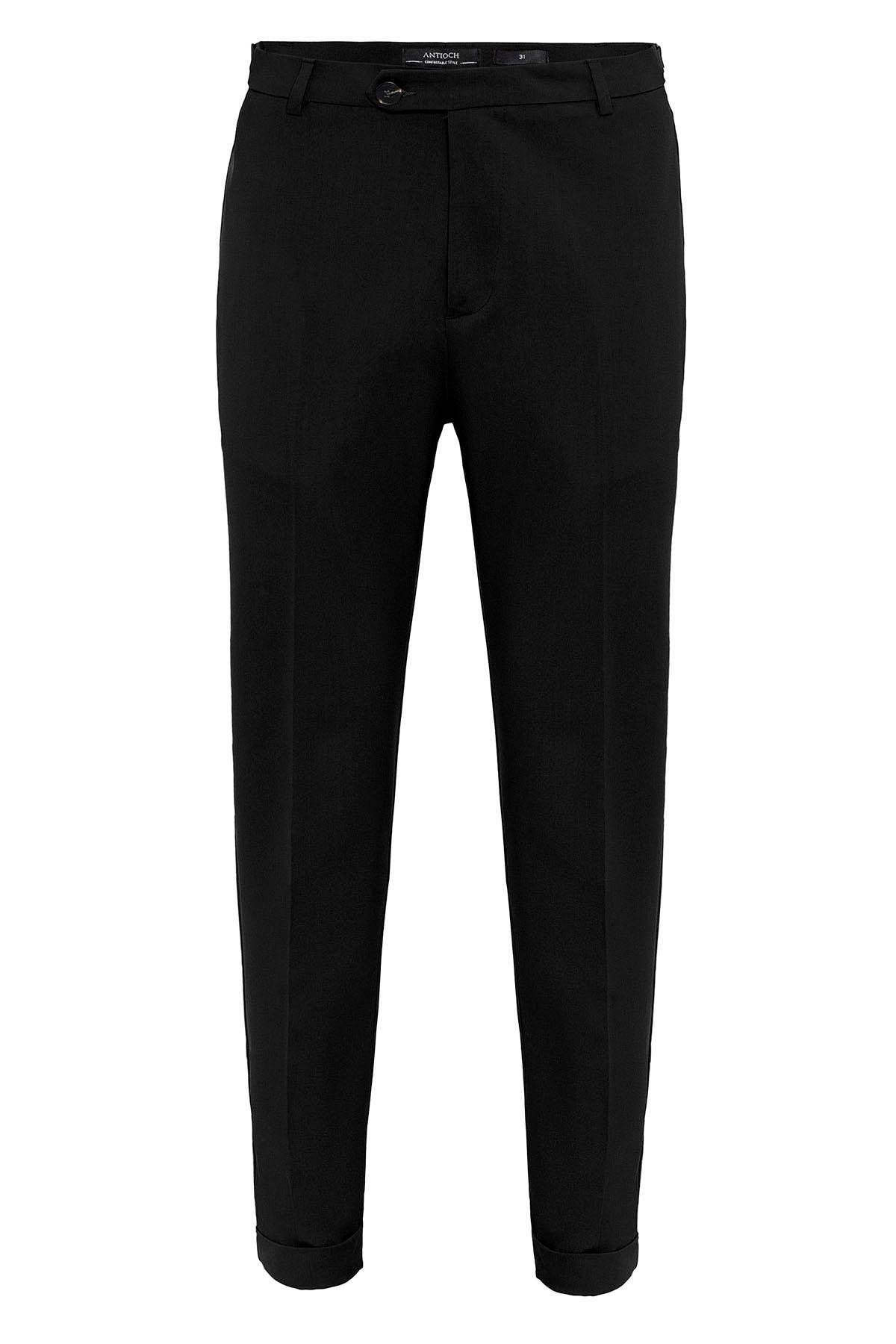 Men's Black Slim Fit Cuffed Pants