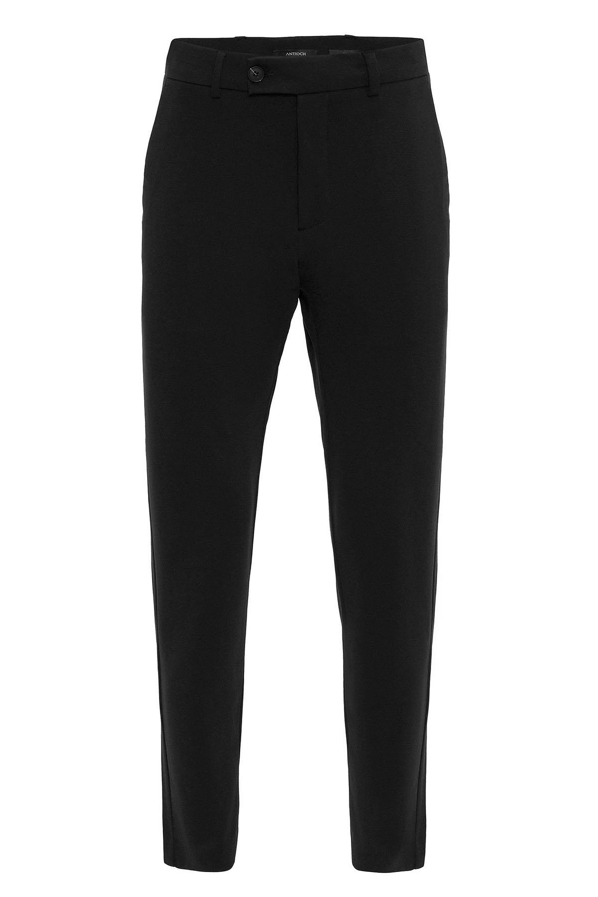 Men's Black High-Waisted Buckle Detail Relaxed Fit Pants