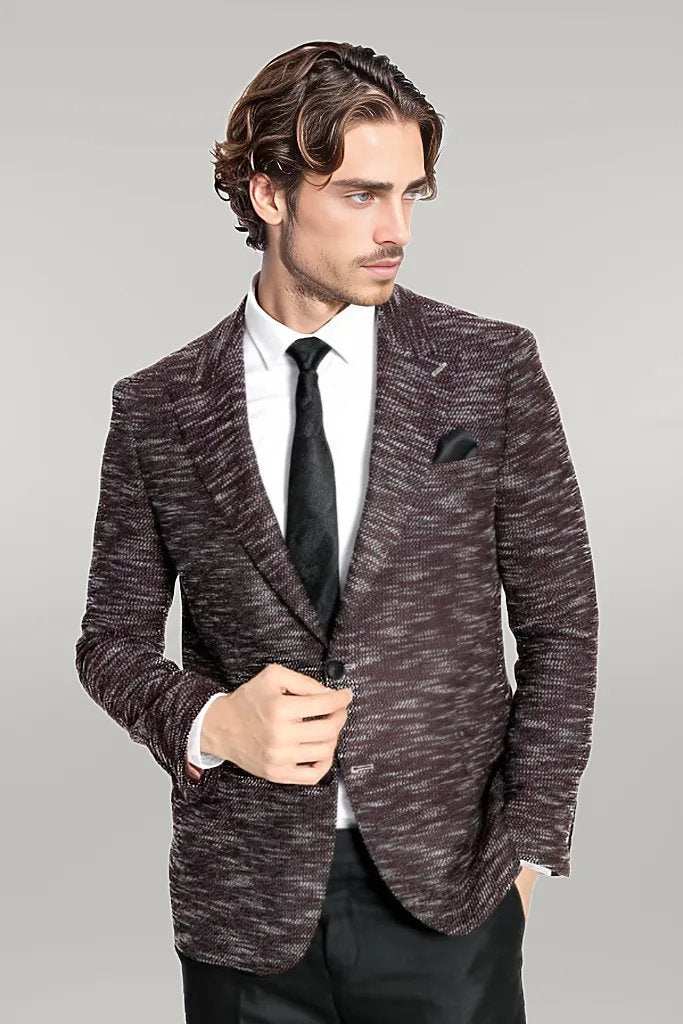 KOALA SYDNEY Slim Fit Patterned Sport Burgundy Men Blazer