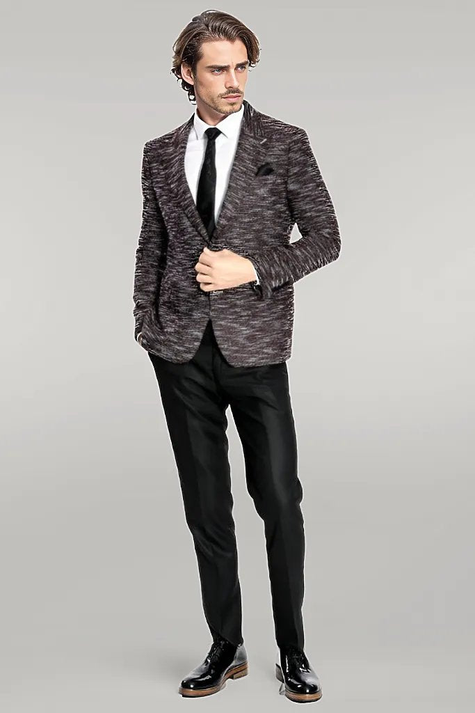 Slim Fit Patterned Sport Burgundy Men Blazer - Wessi