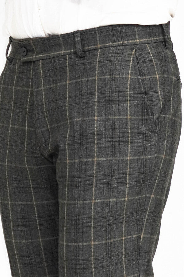 KOALA SYDNEY Slim Fit Plaid Anthracite Men Pants