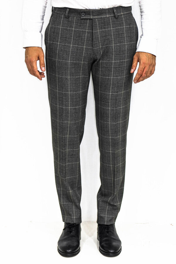 KOALA SYDNEY Brown Slim Fit Blazer, Brown Knitwear, and Plaid Patterned Trousers Combination - Modern Office Style