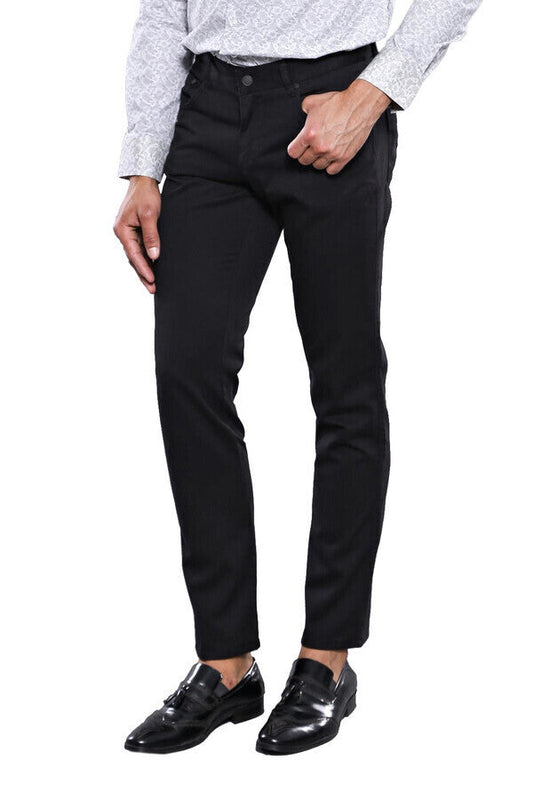 Slim Fit Plain 5 Pockets Black Men Pants