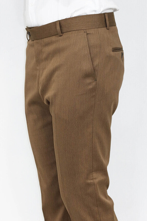 KOALA SYDNEY Slim Fit Plain Tan Men Pants