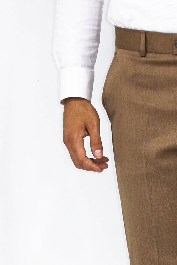 KOALA SYDNEY Slim Fit Plain Tan Men Pants