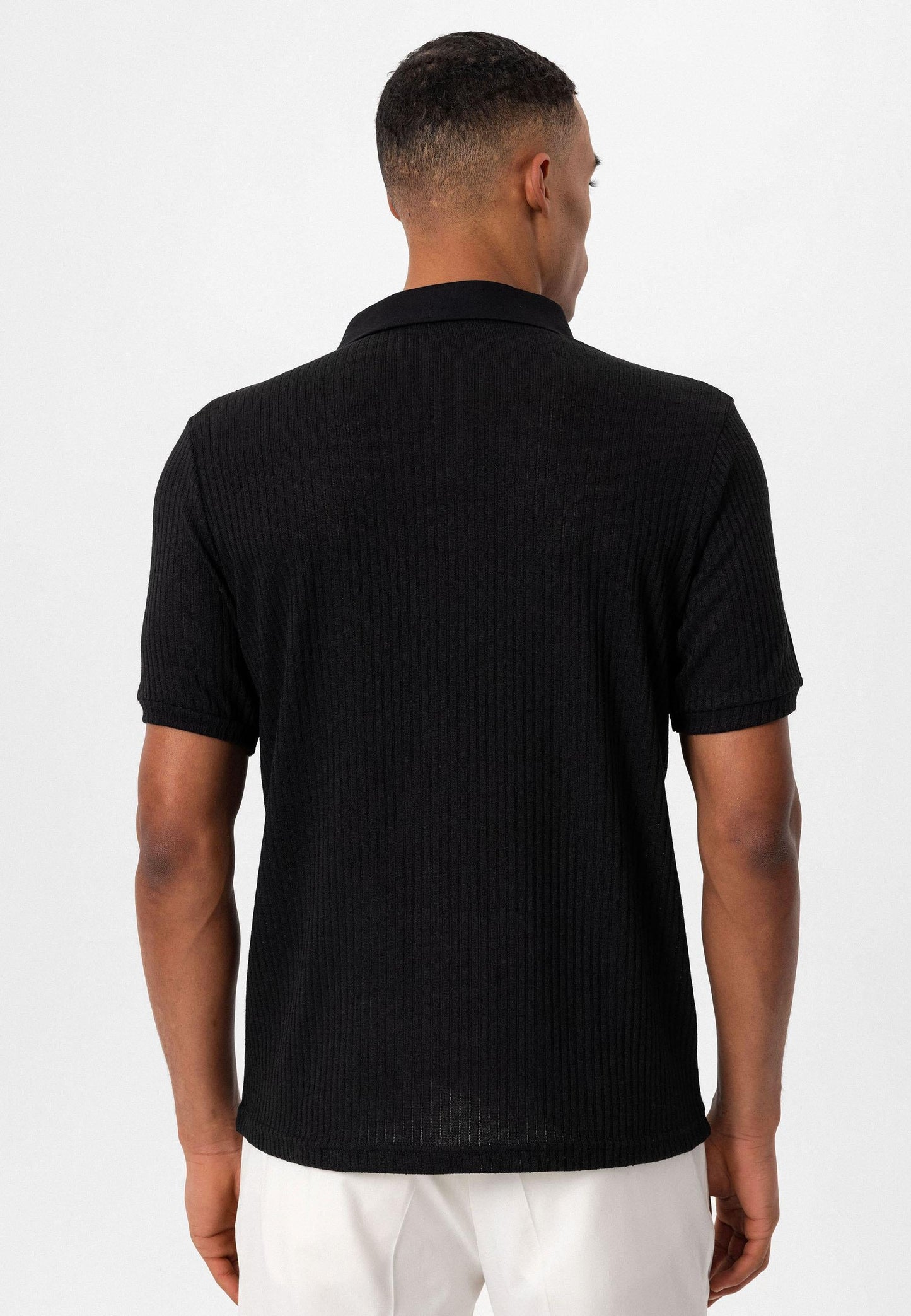 KOALA SYDNEY Men's Black Slim Fit Polo Collar T-Shirt