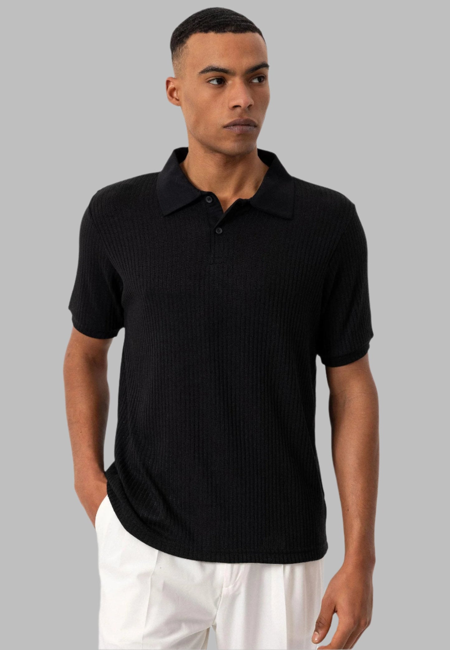 KOALA SYDNEY Men's Black Slim Fit Polo Collar T-Shirt