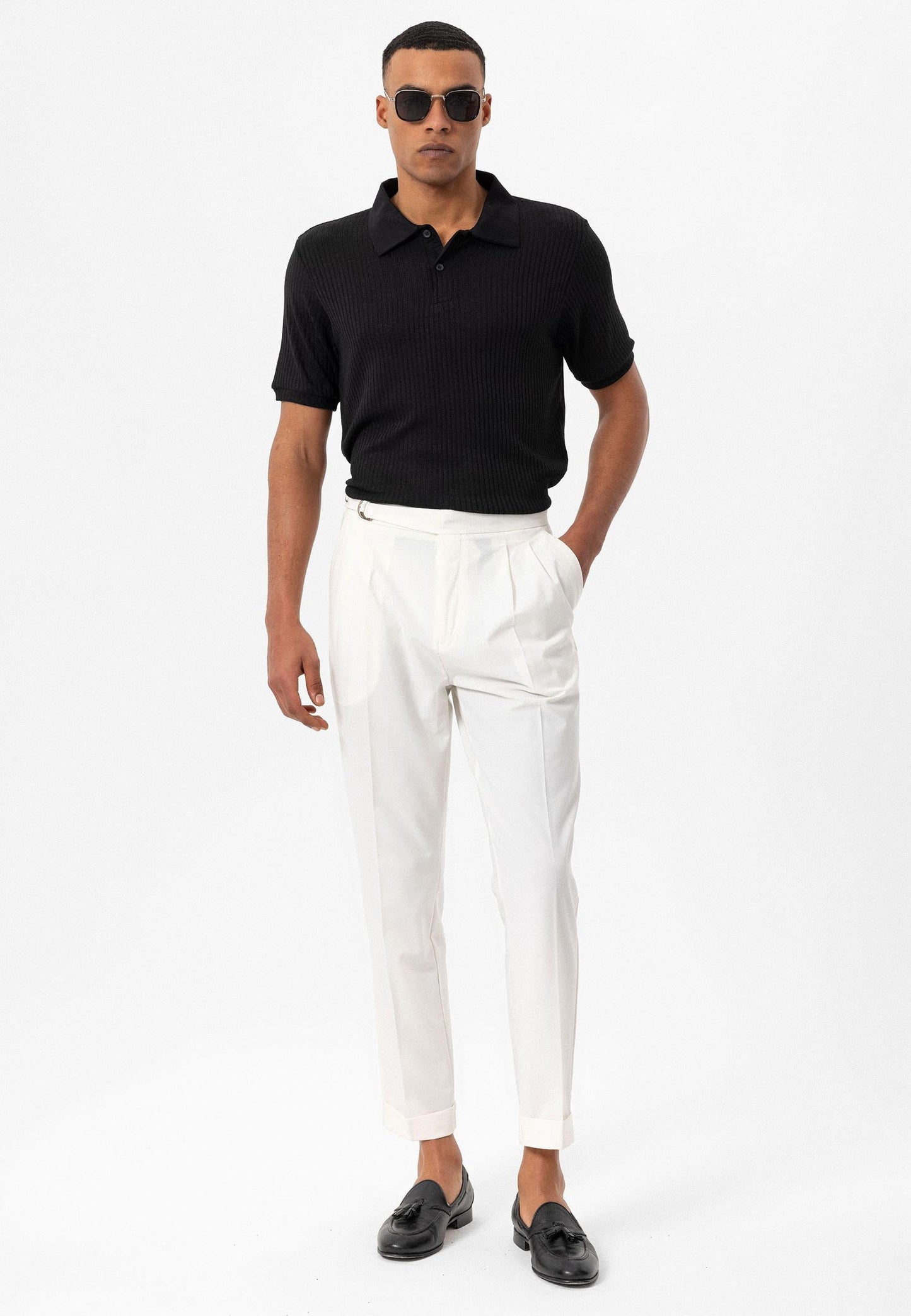 KOALA SYDNEY Men's Black Slim Fit Polo Collar T-Shirt