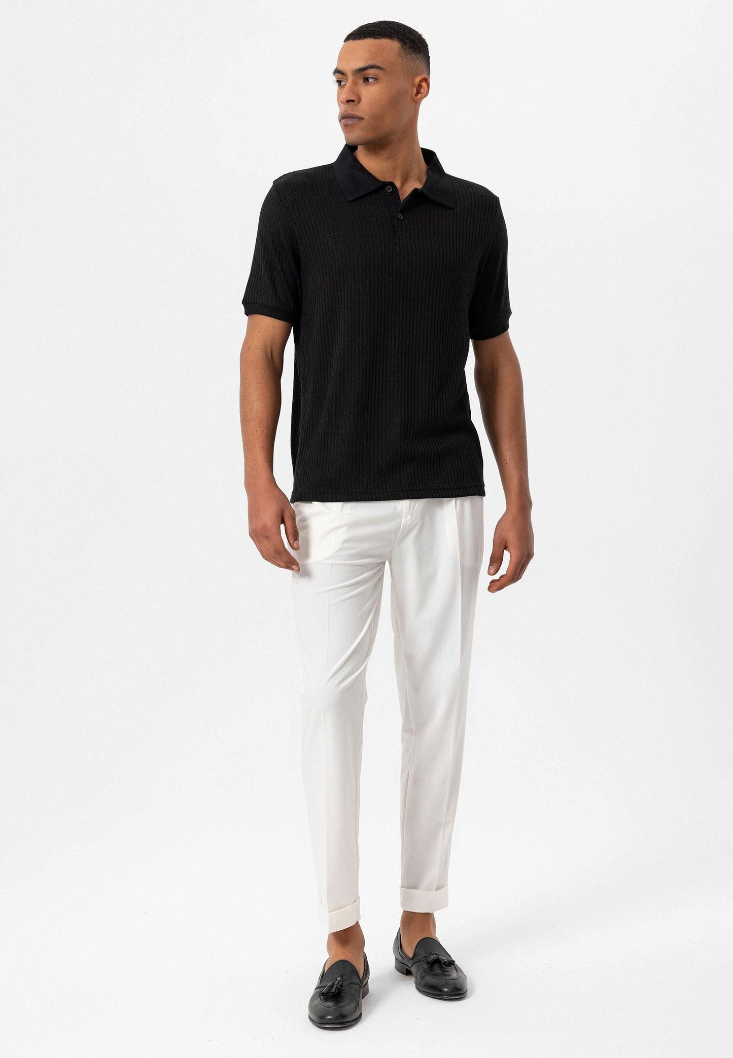 KOALA SYDNEY Men's Black Slim Fit Polo Collar T-Shirt
