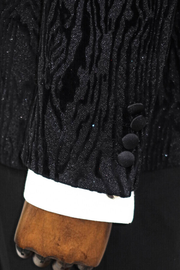 Slim Fit Zebra Patterned Black Prom Blazer