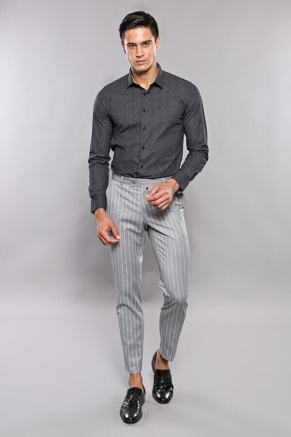 KOALA SYDNEY Striped Grey Men Trousers -