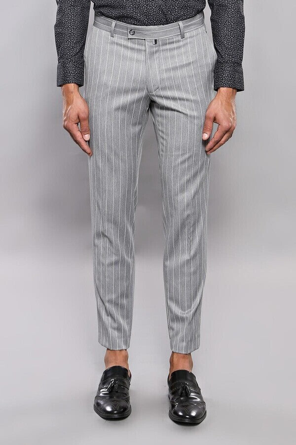 KOALA SYDNEY Striped Grey Men Trousers -