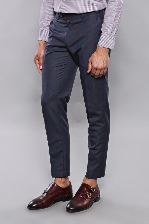 KOALA SYDNEY Striped Navy Blue Men Trousers -