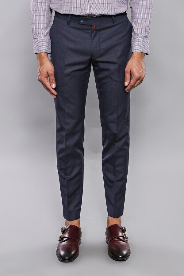 KOALA SYDNEY Striped Navy Blue Men Trousers -