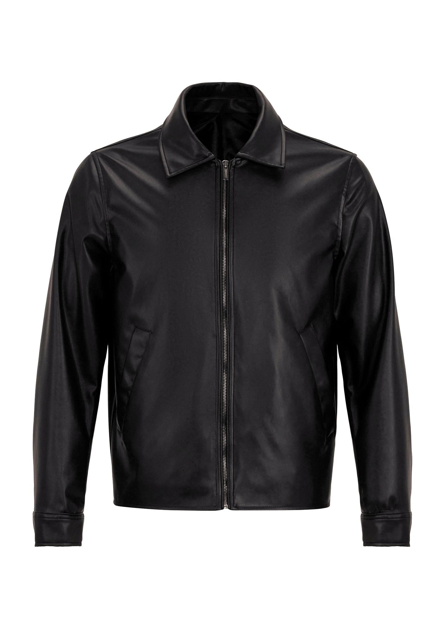 Men's Black Faux Leather Coat