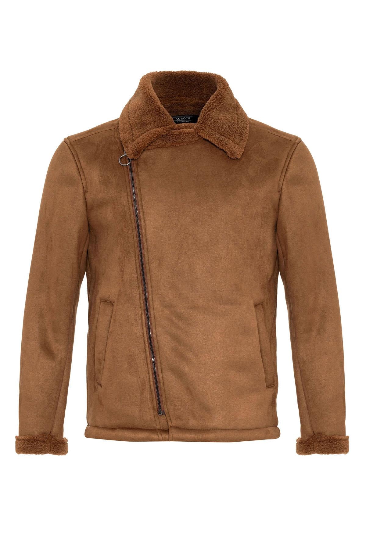 KOALA SYDNEY Men's Tan Faux Shearling Lined Suede Jacket