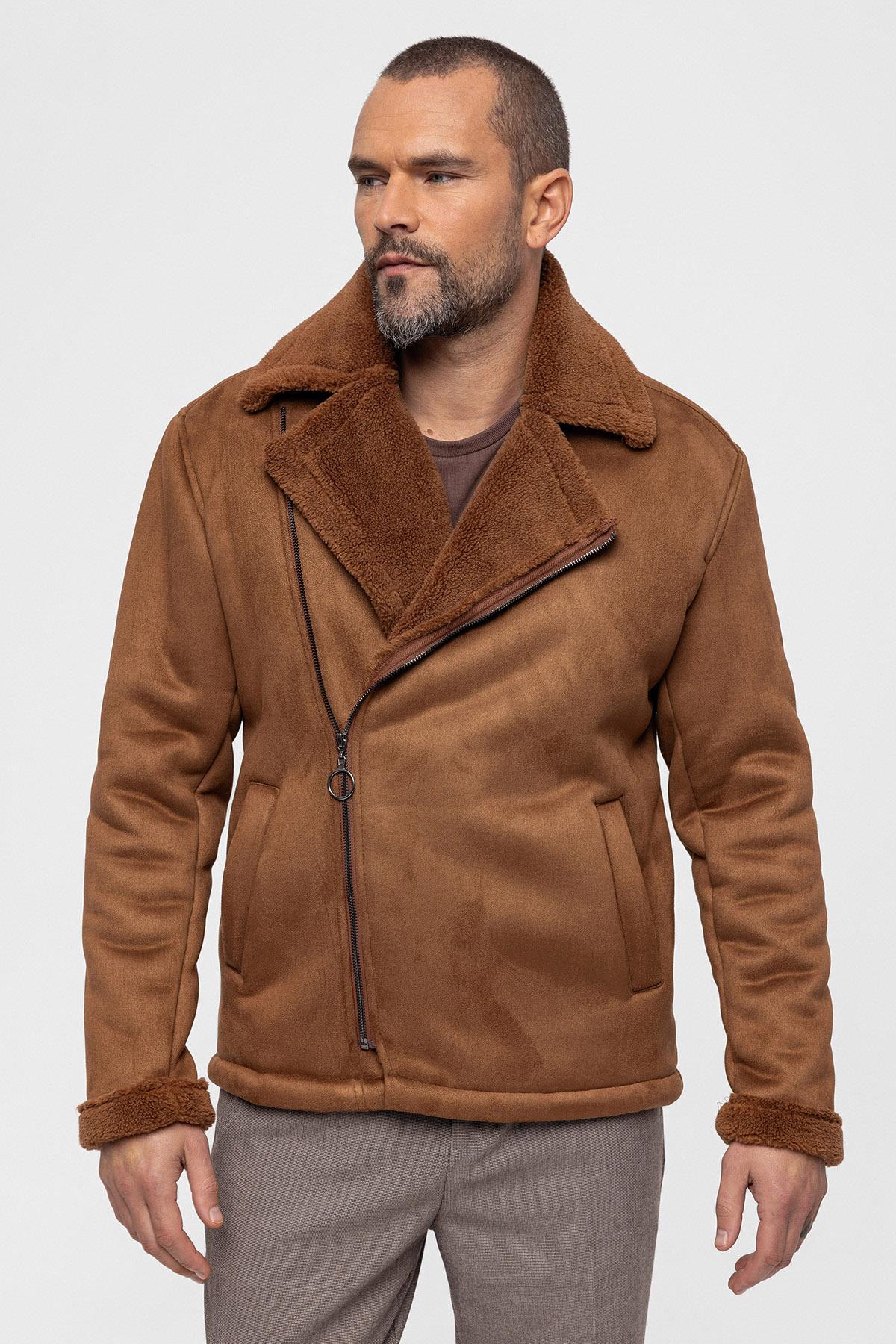 KOALA SYDNEY Men's Tan Faux Shearling Lined Suede Jacket