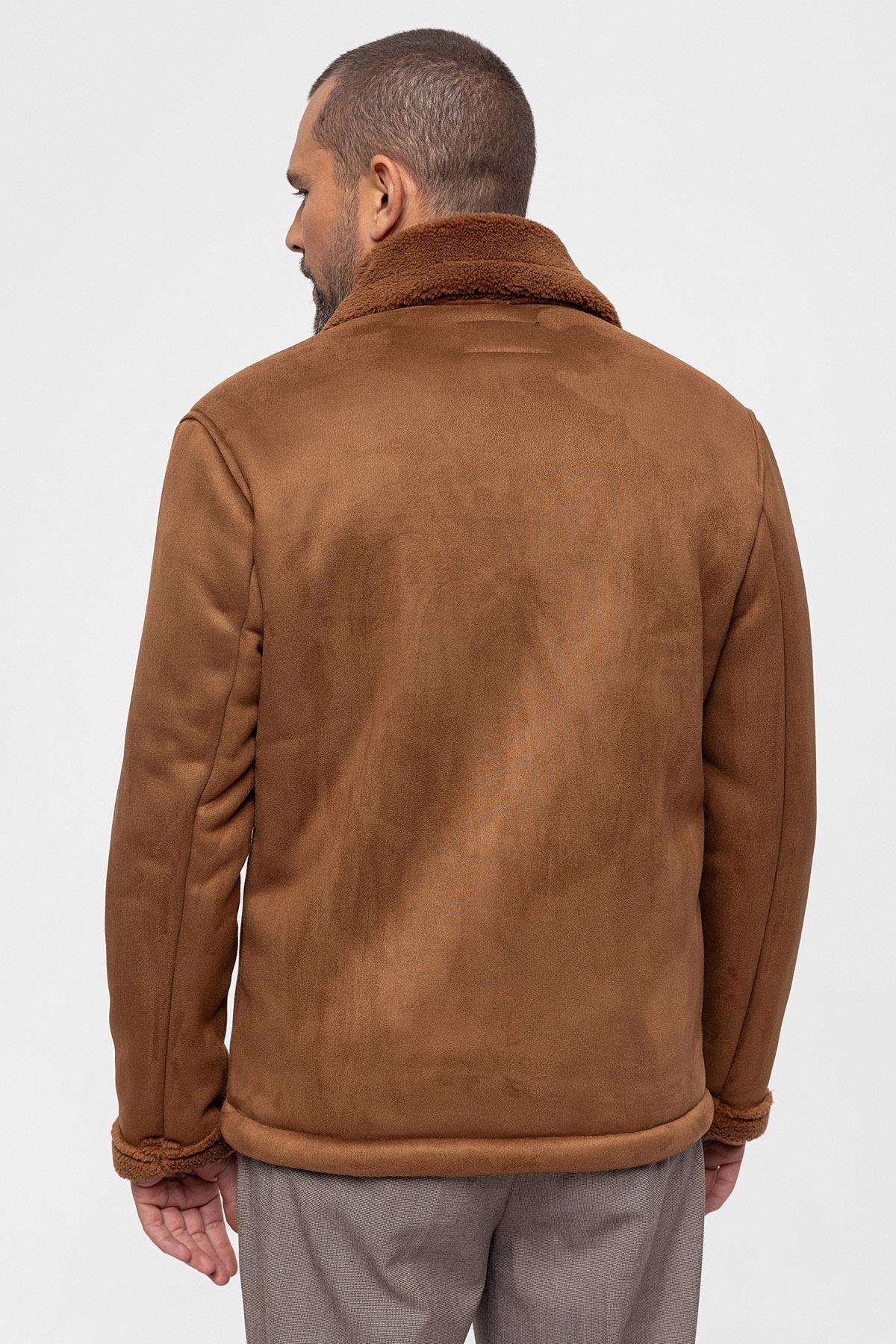 KOALA SYDNEY Men's Tan Faux Shearling Lined Suede Jacket