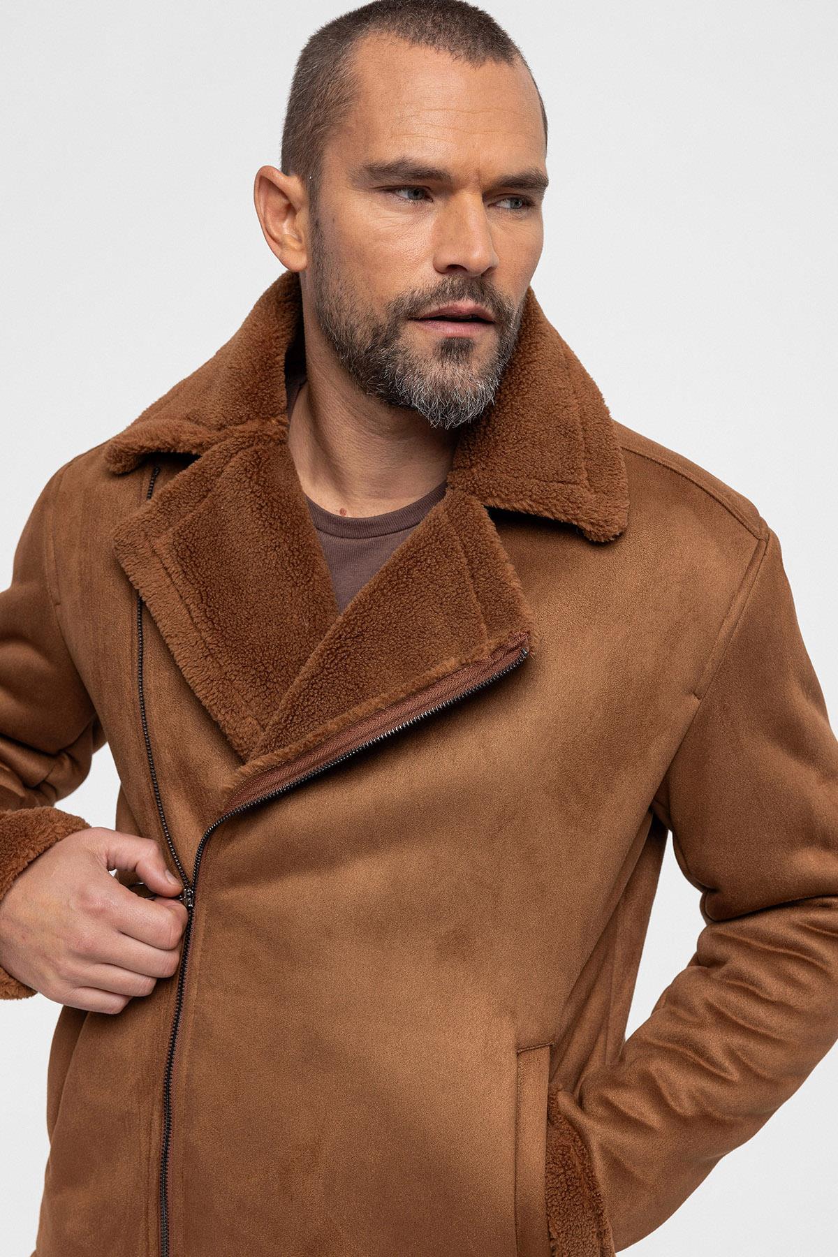 KOALA SYDNEY Men's Tan Faux Shearling Lined Suede Jacket