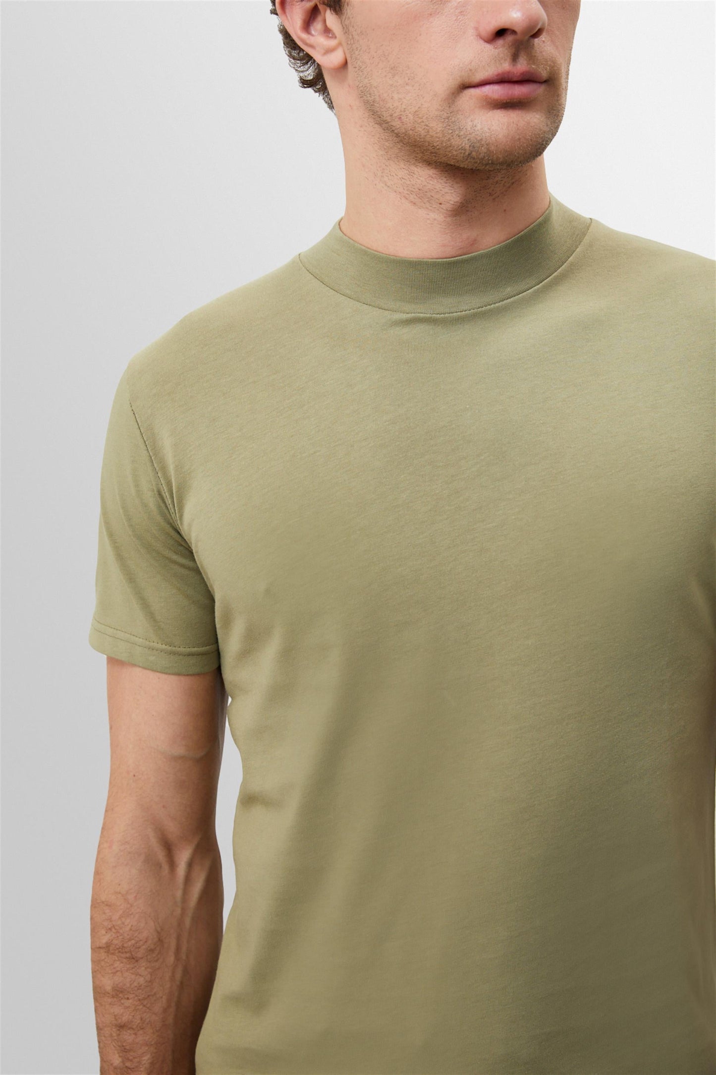 Men's Light Khaki Slim Fit Basic T-Shirt - Wessi