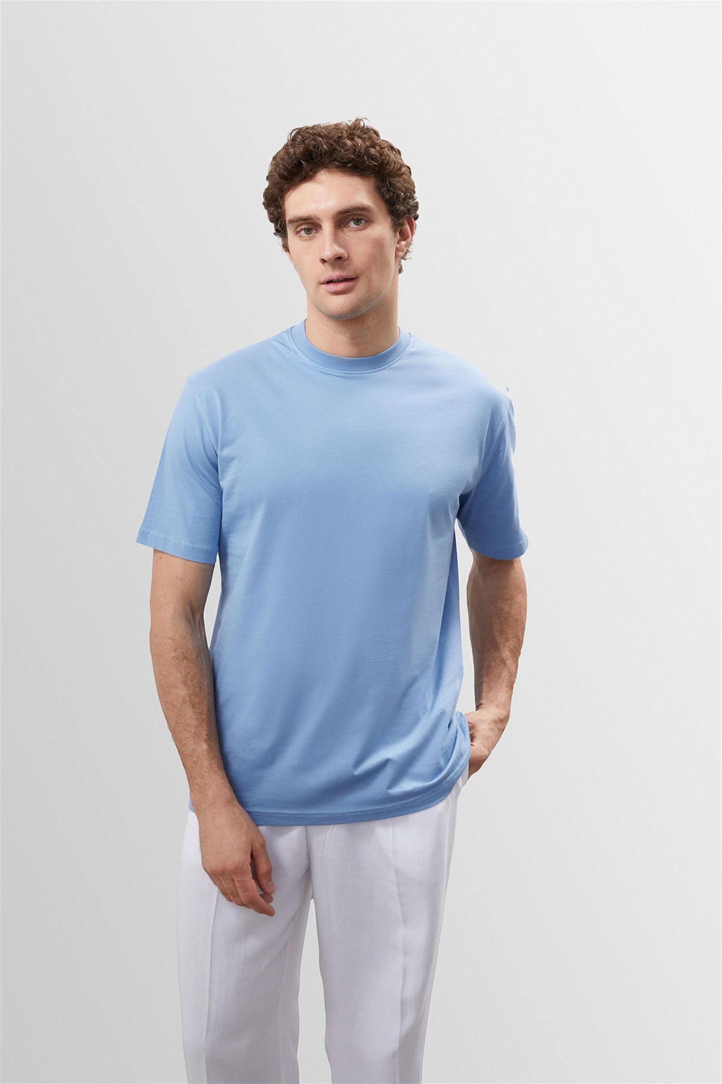 KOALA SYDNEY Men's Light Blue Crew Neck Basic T-Shirt