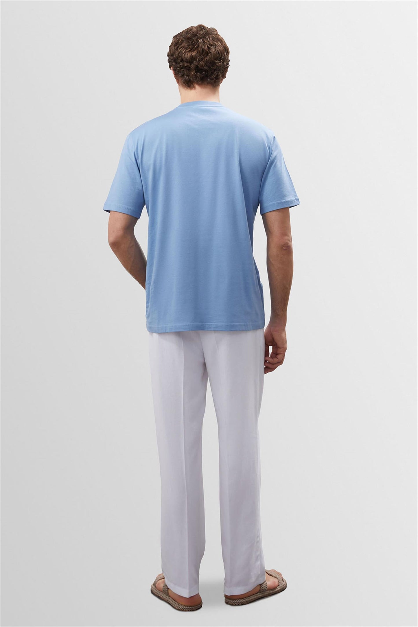 KOALA SYDNEY Men's Light Blue Crew Neck Basic T-Shirt